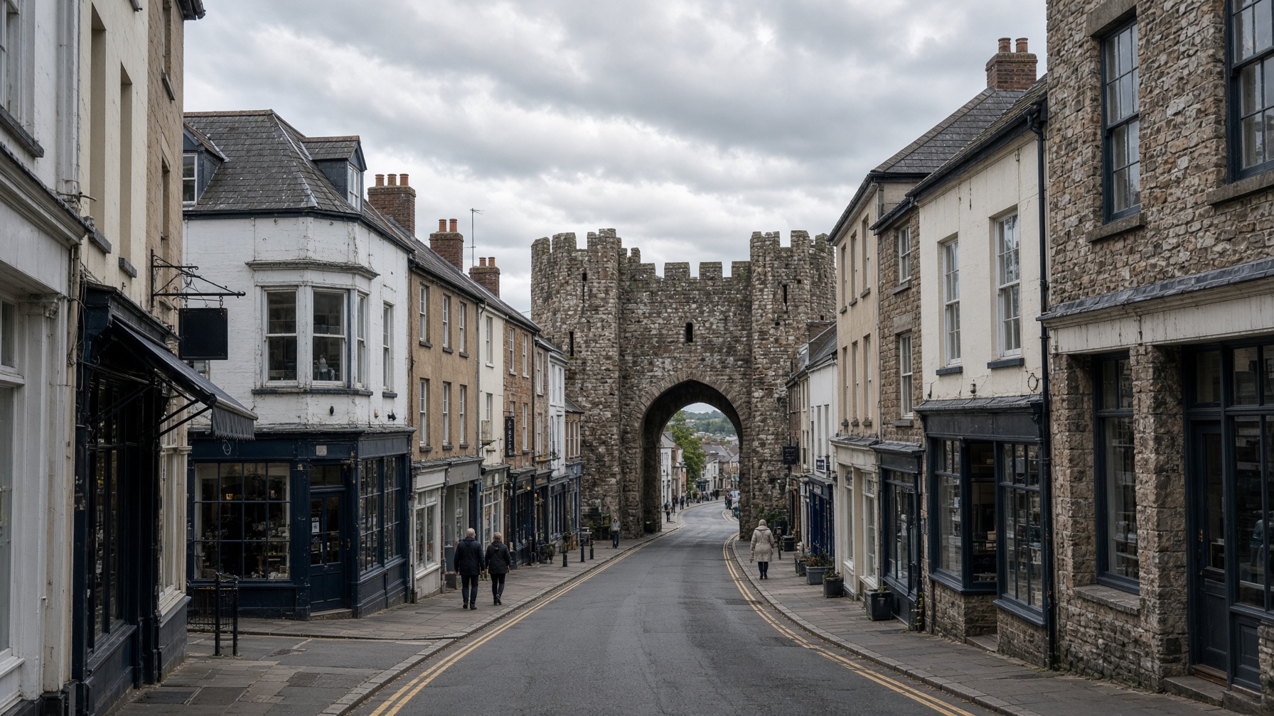 Chepstow High Street toward the Town Gate