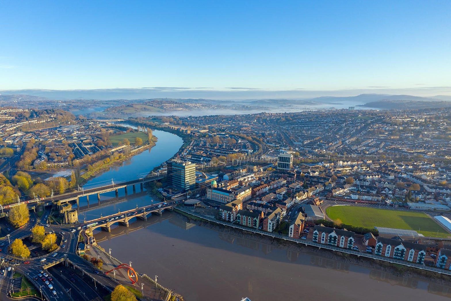 The River Usk running through Newport